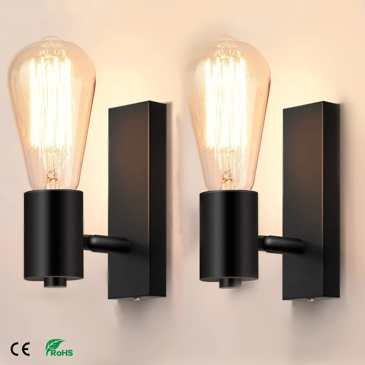 lampes murales vintage noires rotatives ampoules apparentes industrielle deux pièces