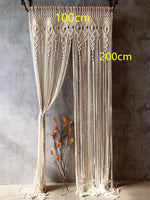 rideau macramé blanc crème motifs géométriques franges boho chic crochet métallique