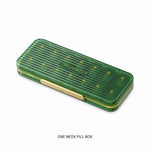 boîte rangement pilules voyage étanche noir vert bleu 14 compartiments moderne pratique