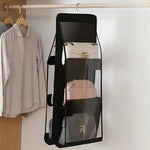 sacs rangement suspendus transparents blancs plaid marron beige anti poussière réutilisables moderne crochets