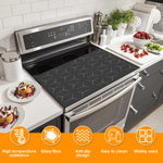 protecteur plaque cuisson induction noir hexagones blancs moderne adhésif 52x60cm silicone