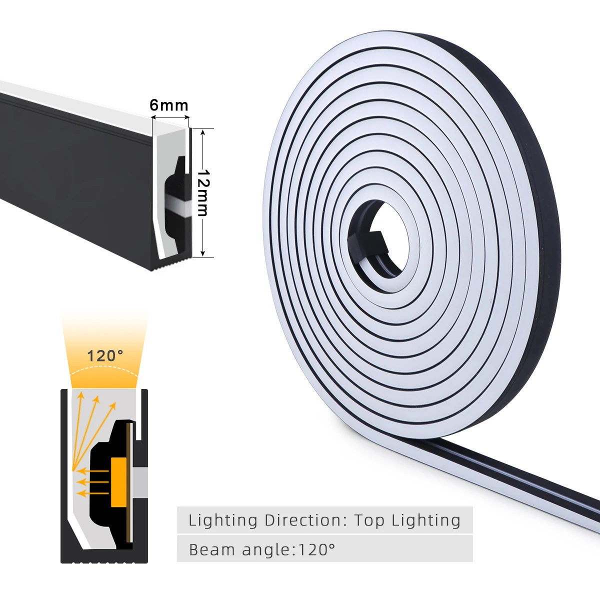 ruban led flexible noir blanc 120 led rayures concentriques moderne éclairage intérieur chambre cuisine