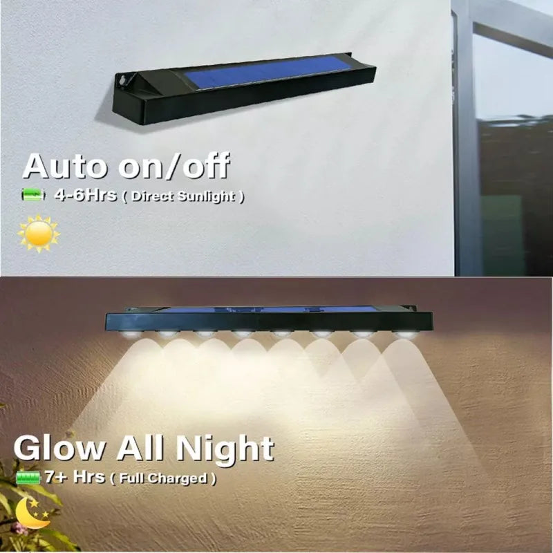 lampes murales solaires led noires lumière chaude murale panneau solaire intégré moderne minimaliste