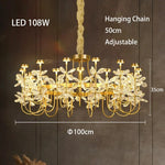 lustre or transparent fleurs cristal classique chaîne éclairage intérieur decoration