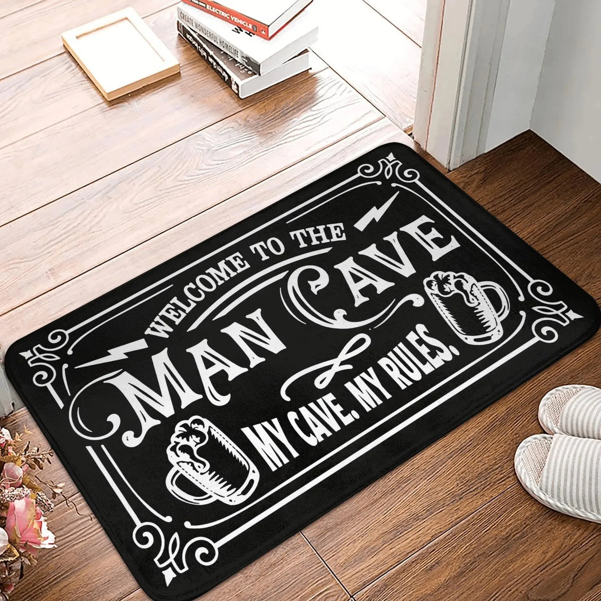 paillasson porte entrée humour bière tapis sol extérieur orange beige marron vintage