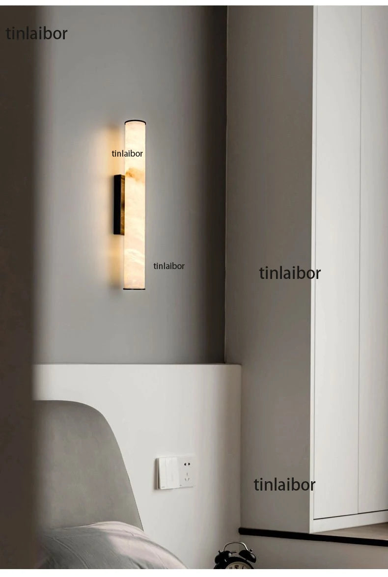 lampe murale moderne marbre artificiel beige noir fixée mur flux lumineux led 249 2000
