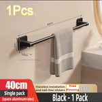 porte serviettes adhésif noir moderne 50cm poli aluminium salle bain