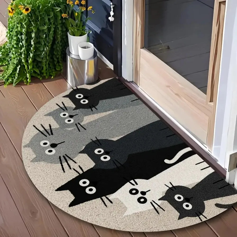 tapis d'entrée antidérapant chatons mignons motifs floraux moderne multicolore rouges verts bleus noirs 40x60cm
