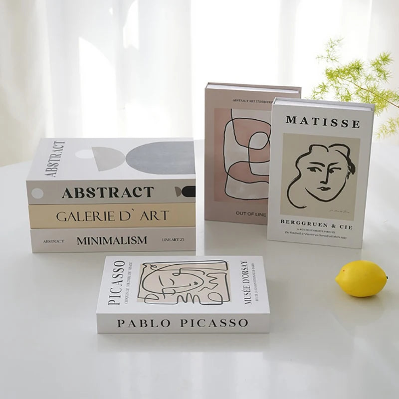 décoration intérieure livre décoratif abstrait minimaliste beige gris moderne chambre coucher