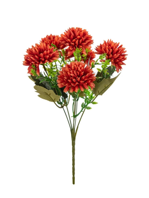 décoration intérieure bouquet fleurs artificielles gerbera modernes pompons couleur rouge blanc jaune minimaliste