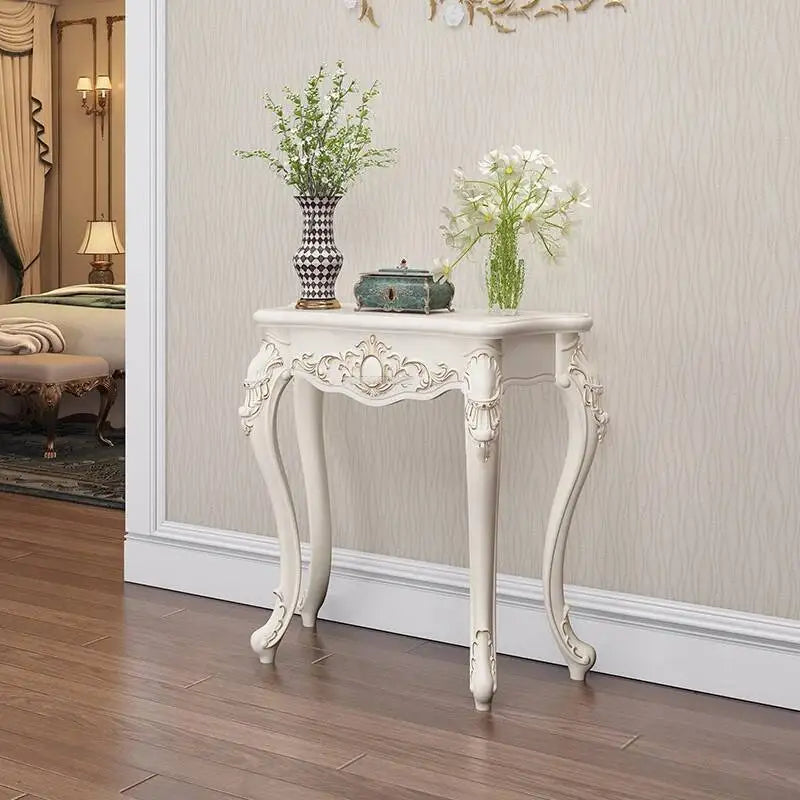 console blanche décor sculpté classique table d'entrée moderne bois