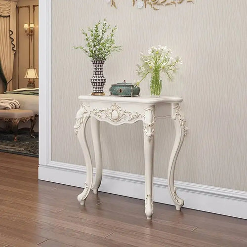 console blanche décor sculpté classique table d'entrée moderne bois