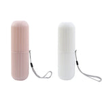boîte brosse dents gris rose blanc rayures verticales moderne minimaliste respectueux environnement cordelette voyage