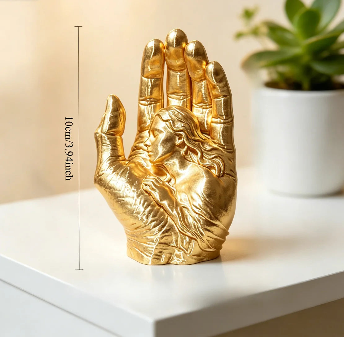 statuette main ouverte femme buste or blanc noir décoration art moderne sculptural