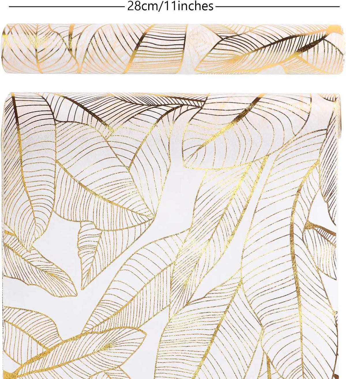 nappe moderne élégante feuilles dorées blanc décoration table serviettes assiettes verres