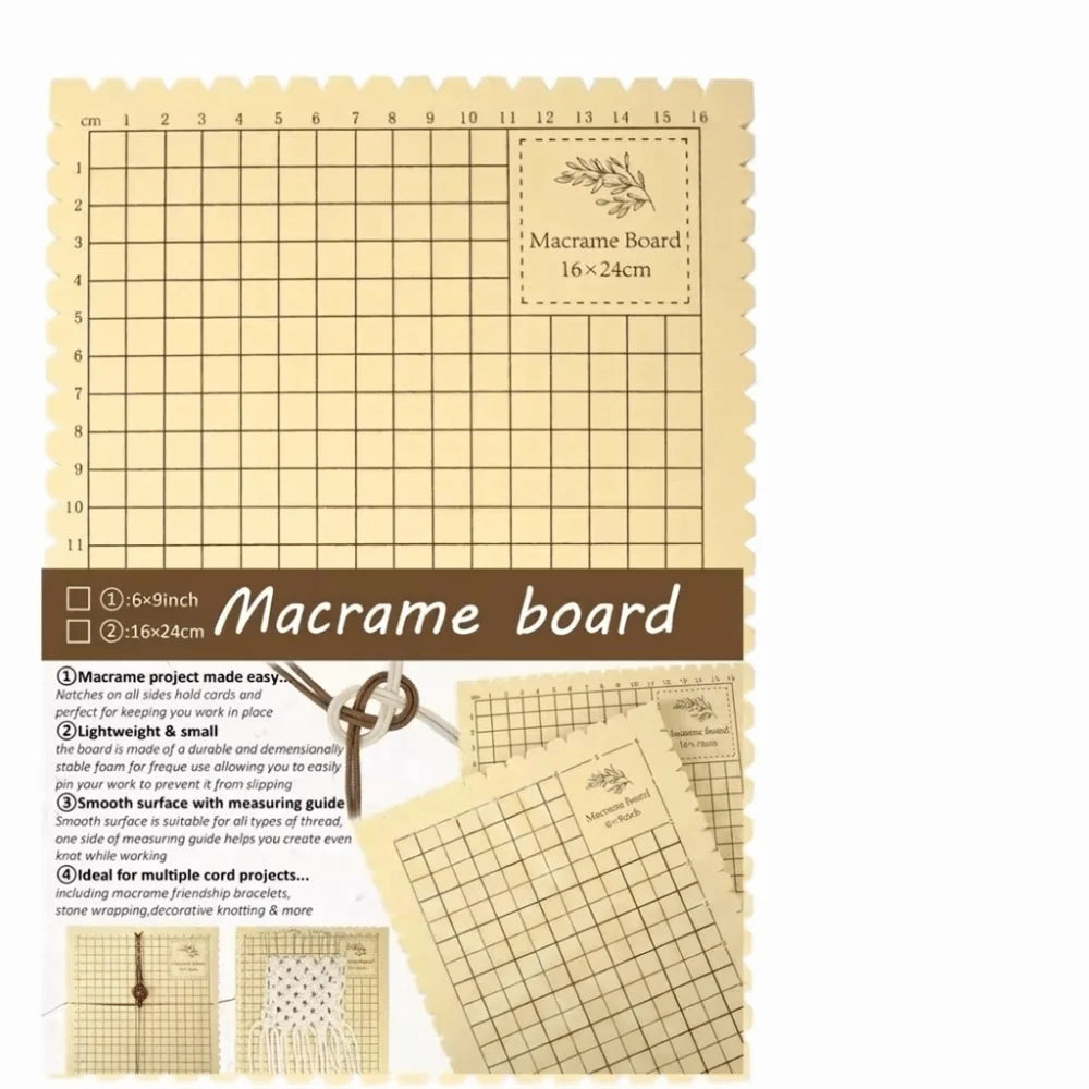kit bricolage macramé planche mousse fils colorés épingles fleurs loisirs créatifs nœuds