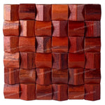 panneau décoratif bois cubes géométriques moderne marron clair foncé autocolant 3d