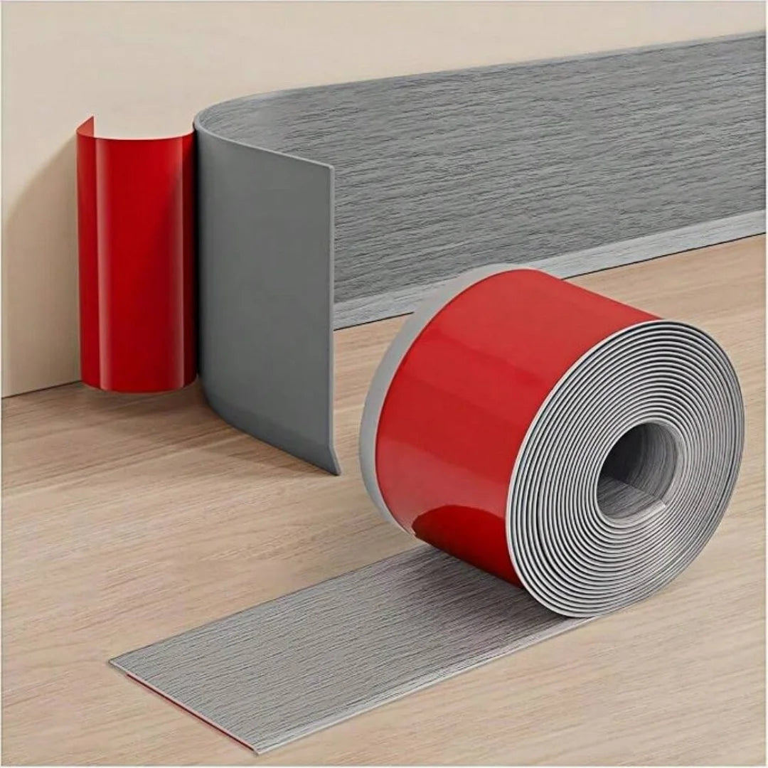 plinthe auto adhésive texture bois moderne gris rouge 2m 8cm pvc