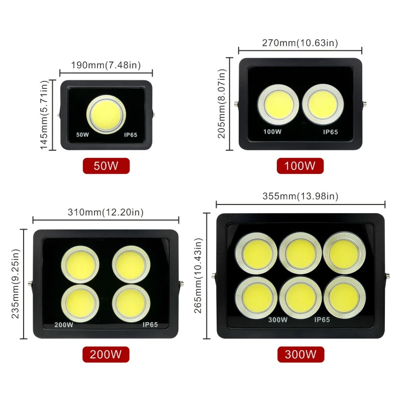 projecteur led cob ip65 moderne 220v 50w 100w 200w 300w noir clips câbles