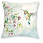 housses coussins carrés fleurs oiseaux printemps polyester blanc opacité zipper lit canapé décoration