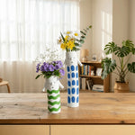 vase résine coloré moderne blanc vert bleu rouge jaune violet rayures points cercles