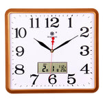 horloge murale carrée quartz aiguille classique cadre marron cadran blanc salon cuisine decoration murale