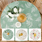 nappe ronde vinyle imperméable motif floral classique noël table decoration vert blanc rose