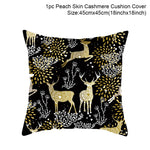 housse coussin noël motifs cerfs flocons étoiles or noir festive decoration fixations