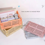 caisse rangement pliable plastique orange vert beige gris rose grille perforations moderne pratique