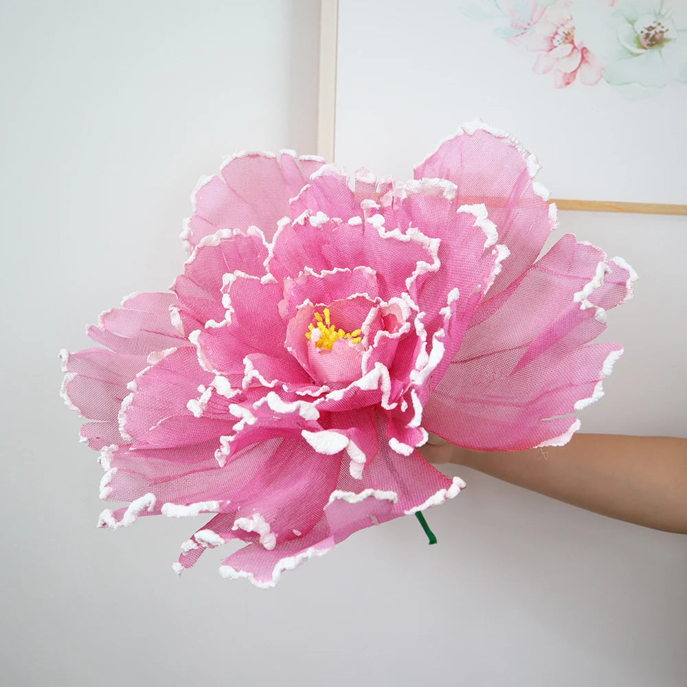 Pivoine géante en lin artificielle couleur bleue