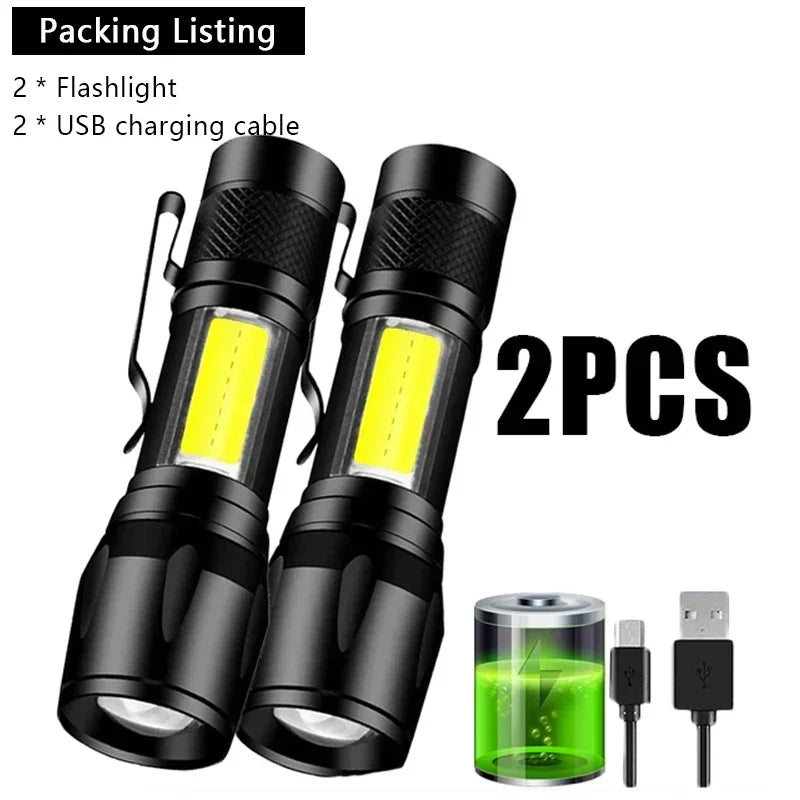 lampe torche rechargeable led 1000lm noir clip étanche 18350 compact usb emergency camping
