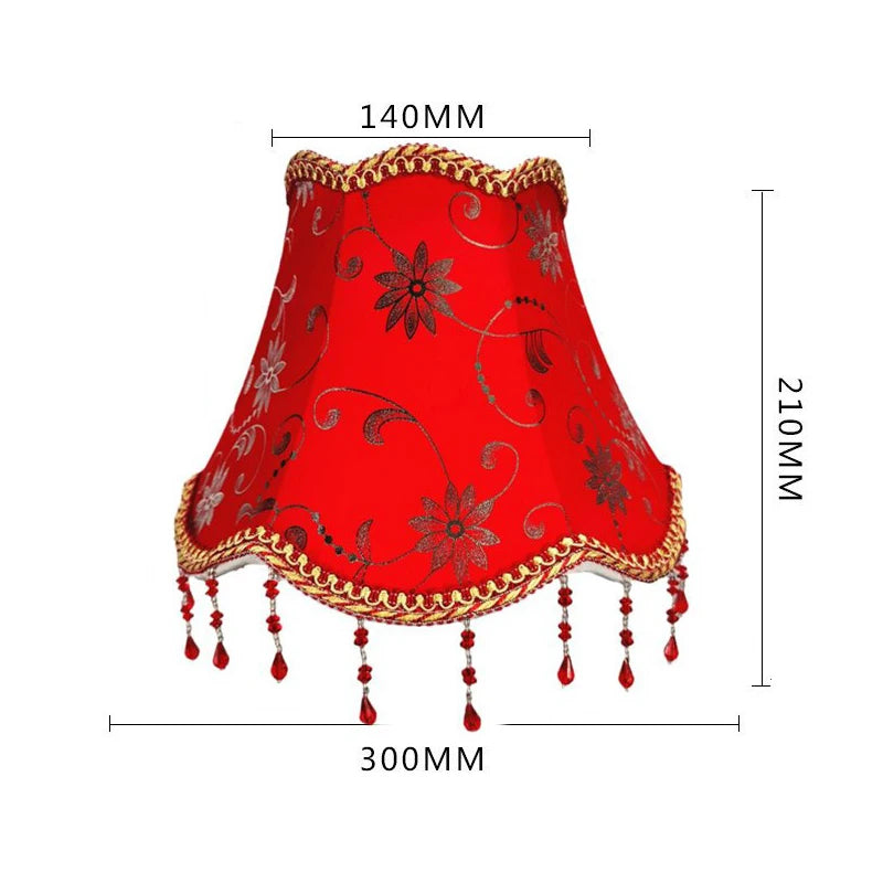 abat jour tissu floral broderie franges beige luxe décoration lampe table murale moderne