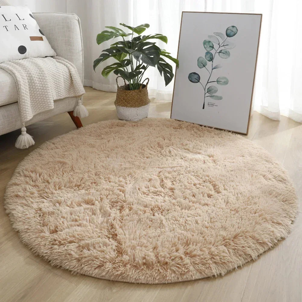 tapis rond uni moderne doux polyester 40cm rose clair vert violet marron bleuclair beige