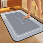tapis bain gris moderne antidérapant motifs pas texture gaufrée noir sous sol salle bain