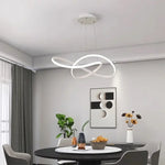 Suspension lumineuse moderne anneaux entrelacés blanc noir marron clair 50cm 60cm
