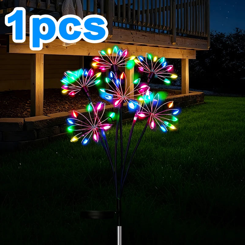 lumière solaire décorative moderne multicolore fleurs lumineuses piquet noir patio jardinextérieur festive vacances