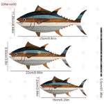 décoration murale poissons bois rayures moderne bohème 44x25cm 39x22cm 28x16cm