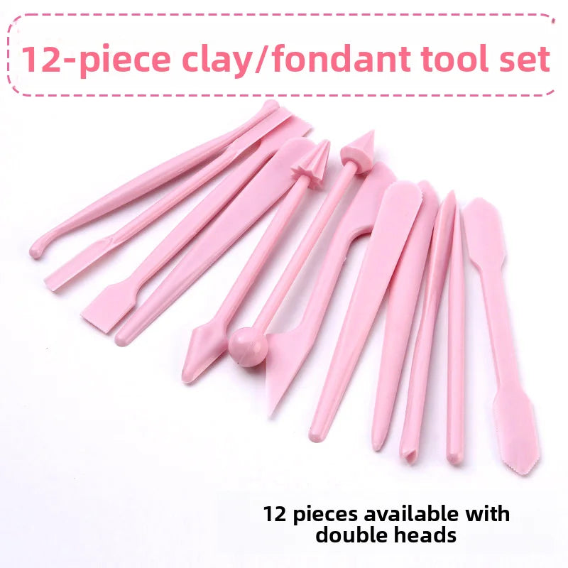 outils sculpture pâte modeler 12 pièces rose clair modernes doubles têtes