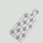 planche découper céramique vintage fleurs roses motifs géométriques blanc roseclair