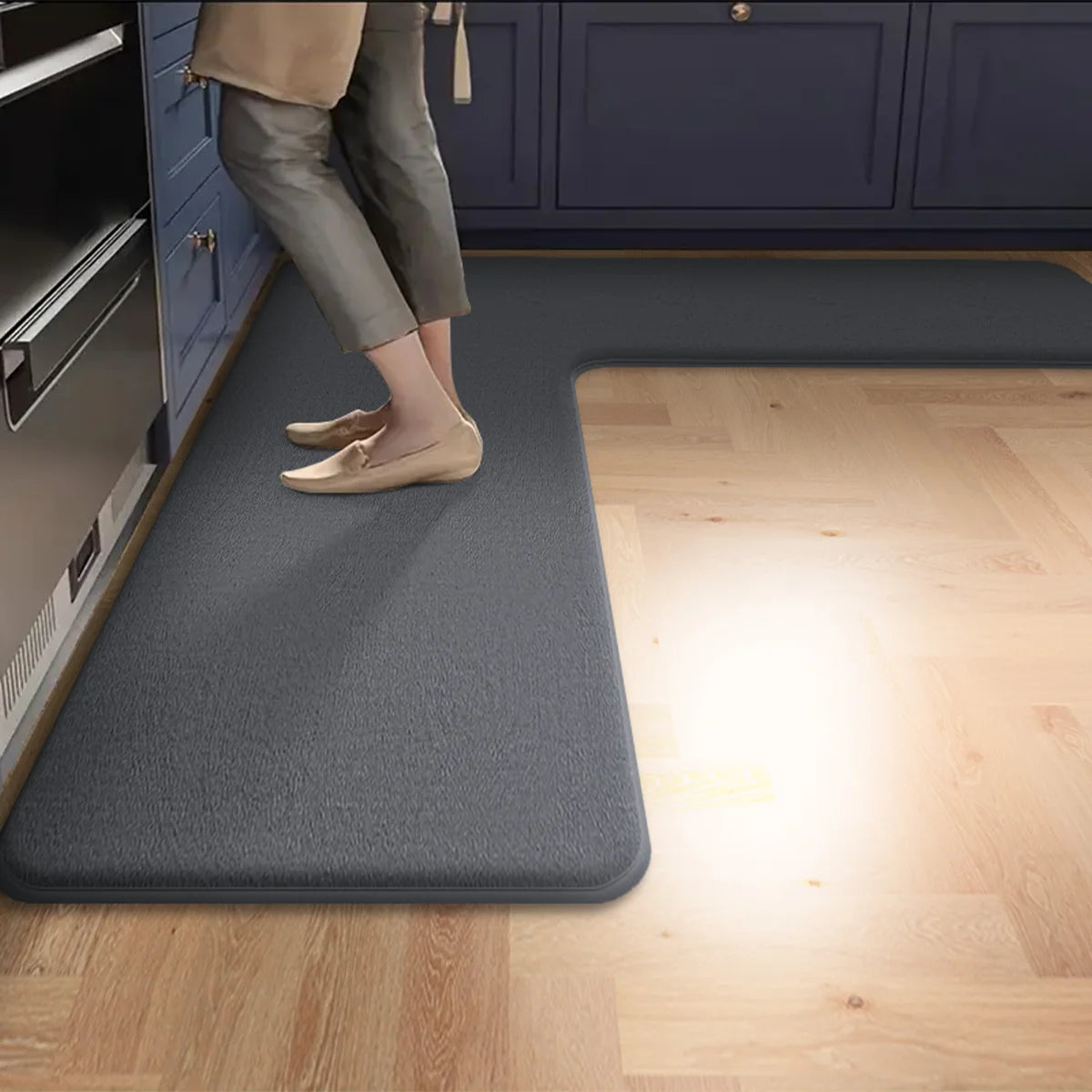tapis sol antidérapant gris foncé moderne uni doux cuisine salle bain porte chambreintérieur