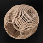 abat jour tissé rattan motif géométrique rustique opacité beige clair anneaux central lumière artisanal
