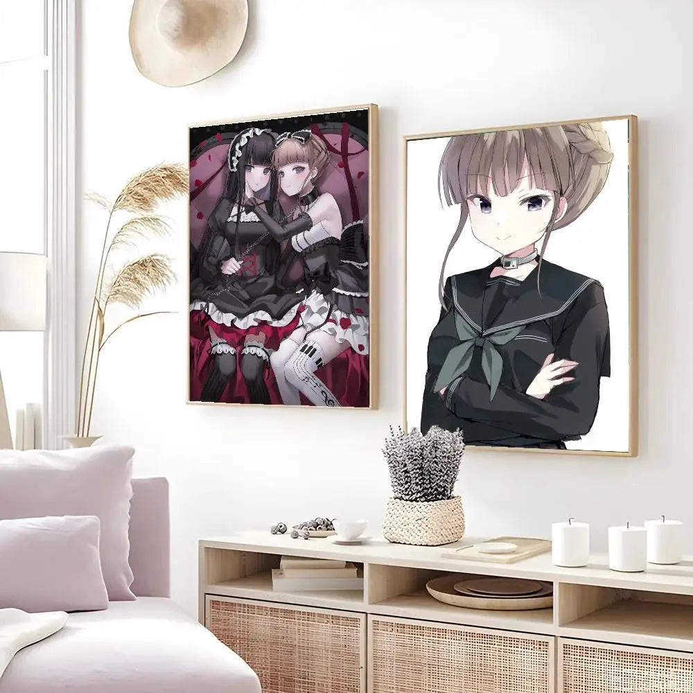 affiche anime game euphoria illustration art japonais animaux floraux noir blanc rouge