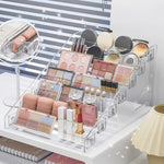 organisateur maquillage transparent palette fards crème yeux rouge lèvres fond teint poudre compacte outils