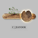 tableau mural moderne bois marron clair éclairage led cuisine salle manger fixé mur œilletsbranches