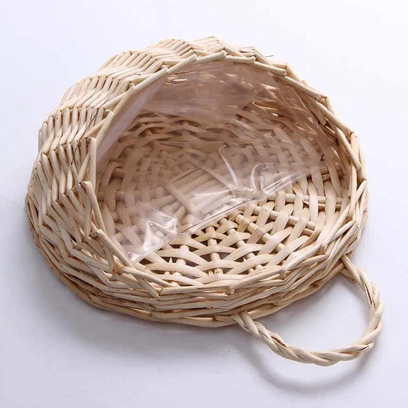 panier suspendu rotin osier jardinière murale fleurs artificielles décoration jardin rustique marron clair