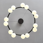 Suspension lumineuse moderne boules translucides cercle noir led blanc noir