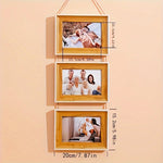 cadres photo suspendus ensemble decoratif rustique familial beige clair blanc texturé
