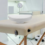 coussin massage tête blanc texture lisse moderne fixe face down relaxation spa salon