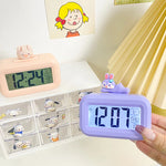 réveil horloge numérique led rose clair indicateur date température cochon figurine minimaliste