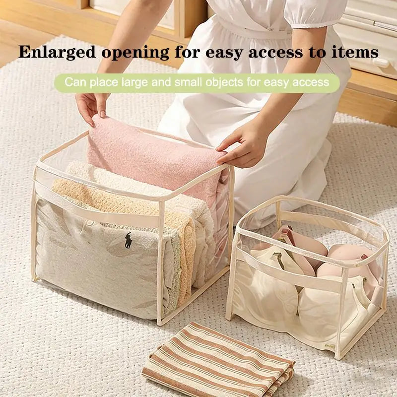 sac rangement transparent moderne beige poignées multifonctionnel grande capacité plastique imperméable